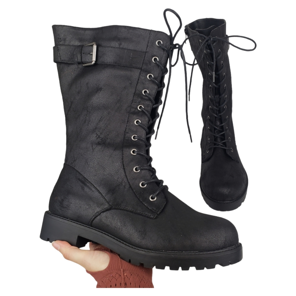 torrid Black Lace-Up Combat Boots